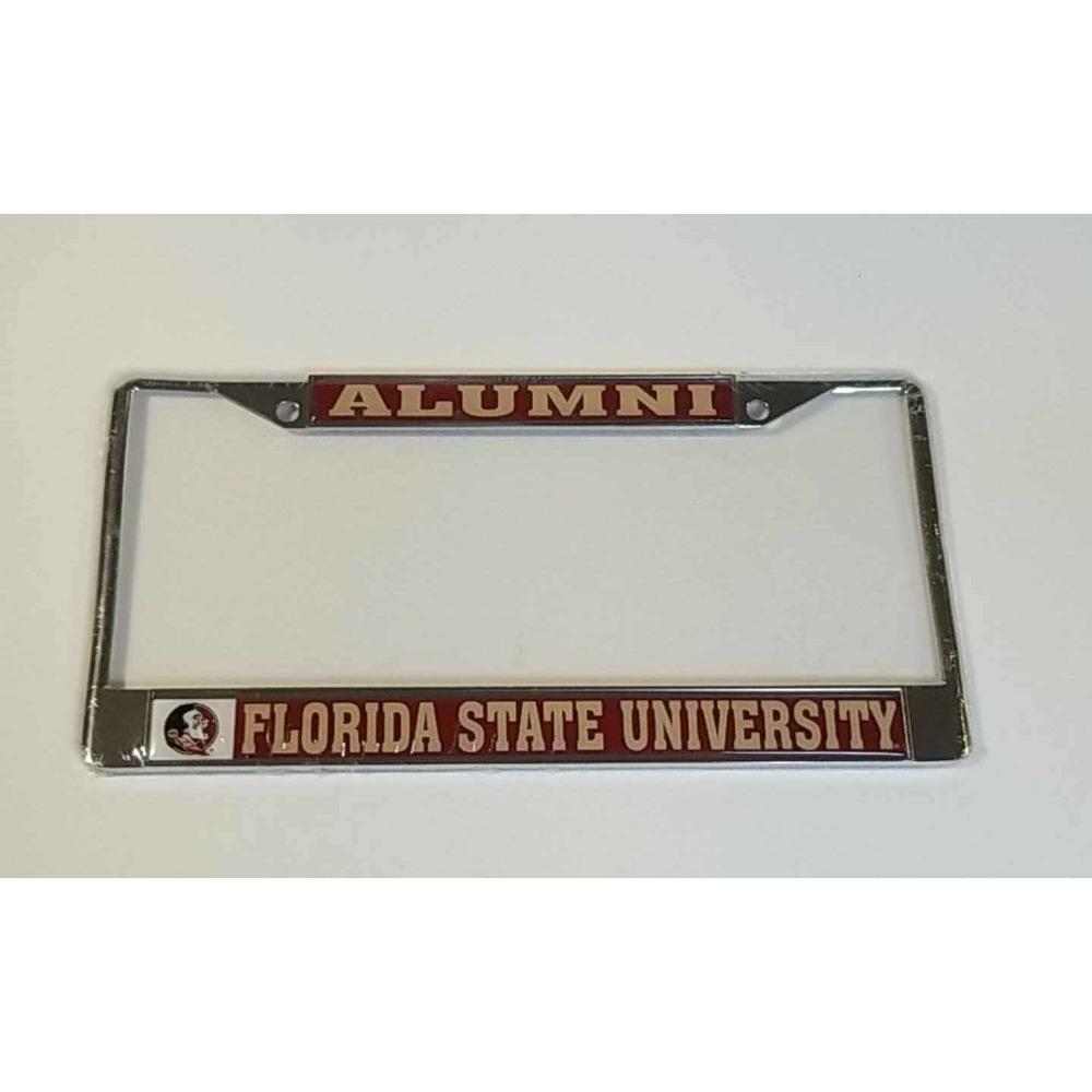 FLORIDA STATE Seminoles "ALUMNI" Chrome Mirrored License Plate / Tag Frame NEW